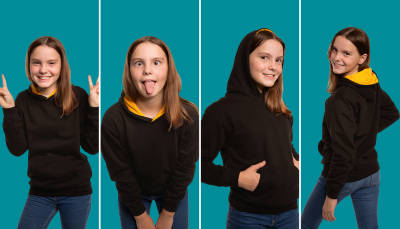 Nouveau – Sweat à capuche contrastée Enfant et Ado